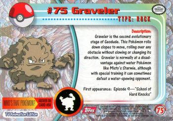 1999 Topps Pokemon TV Animation Edition Series 1 - Red Topps Logo #75 Graveler Back