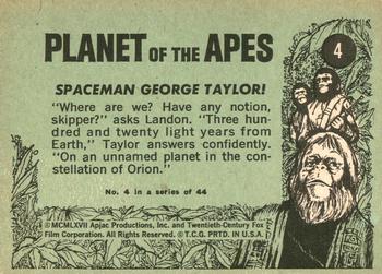 1969 Topps Planet of the Apes #4 Spaceman George Taylor! Back