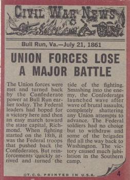 1962 Topps Civil War News #4 Rebel Power Back