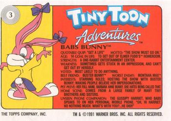 1991 Topps Tiny Toon Adventures #3 Babs Bunny Back