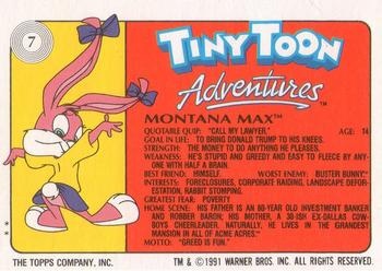 1991 Topps Tiny Toon Adventures #7 Montana Max Back