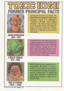 1991 Topps Toxic High School #3 Our Principal Back