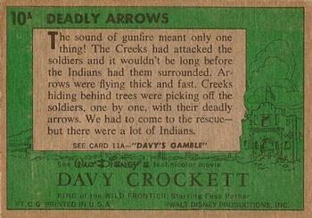 1956 Topps Davy Crockett Green Back (R712-1a) #10A Deadly Arrows Back