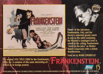 1994 Topps Universal Monsters #15 Frankenstein Back