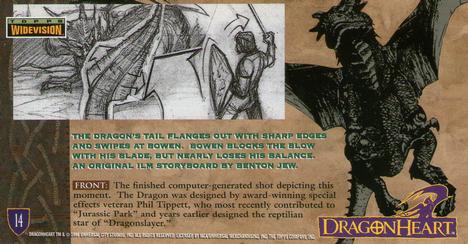 1996 Topps Dragonheart #14 The dragon's tail flanges out with shar Back