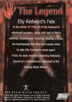 1999 Topps Blair Witch Project #3 Elly Kedward's Fate - The Legend Back