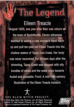 1999 Topps Blair Witch Project #5 Eileen Treacle - The Legend Back