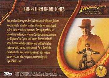 2008 Topps Indiana Jones and the Kingdom of the Crystal Skull #1 The Return of Dr. Jones Back