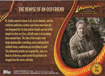 2008 Topps Indiana Jones and the Kingdom of the Crystal Skull #70 The Demise of an Old Friend Back