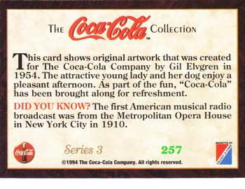 1994 Collect-A-Card Coca-Cola Collection Series 3 #257 Lady and dog, Elvgren 1954 Back