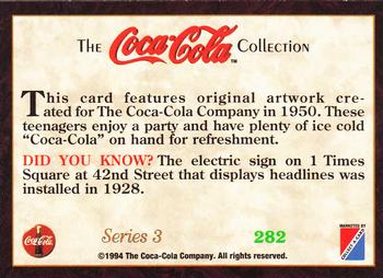 1994 Collect-A-Card Coca-Cola Collection Series 3 #282 Teenager party, 1950 Back