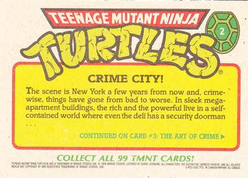 1989 O-Pee-Chee Teenage Mutant Ninja Turtles #2 Crime City! Back