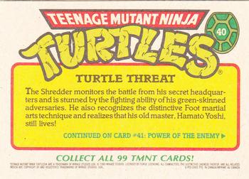 1989 O-Pee-Chee Teenage Mutant Ninja Turtles #40 Turtle Threat Back