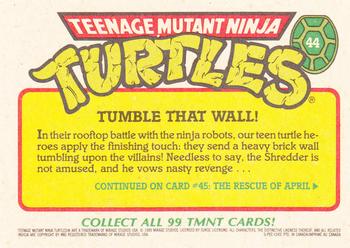 1989 O-Pee-Chee Teenage Mutant Ninja Turtles #44 Tumble That Wall! Back