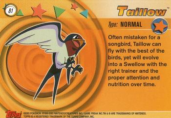 2003 Topps Pokemon Advanced #81 Taillow Back