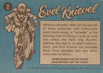1974 Topps Evel Knievel #2 The Evel Wheelie Back