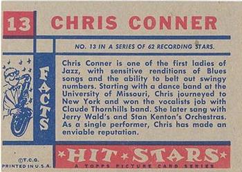 1957 Topps Hit Stars #13 Chris Connor Back