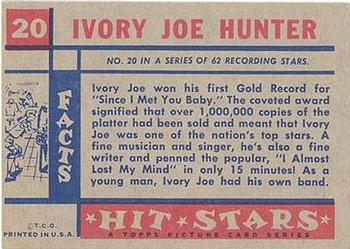 1957 Topps Hit Stars #20 Ivory Joe Hunter Back