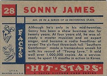 1957 Topps Hit Stars #28 Sonny James Back