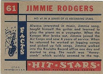 1957 Topps Hit Stars #61 Jimmie Rodgers Back
