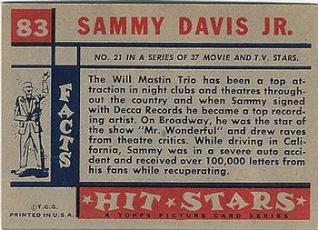 1957 Topps Hit Stars #83 Sammy Davis Jr. Back