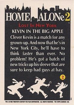 1992 Topps Home Alone 2 #2 Kevin in the Big Apple Back