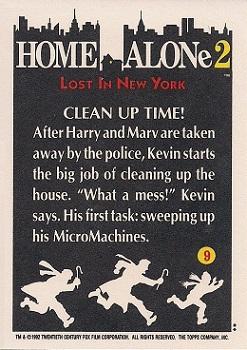 1992 Topps Home Alone 2 #9 Clean Up Time! Back
