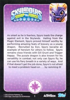 2013 Topps Skylanders Swap Force #1 Spyro Back