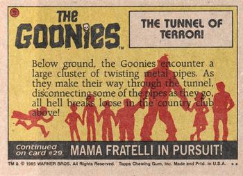 1985 Topps The Goonies #28 The Tunnel of Terror! Back