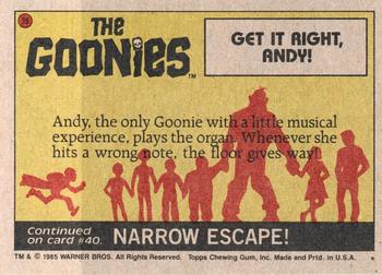 1985 Topps The Goonies #39 Get It Right, Andy! Back