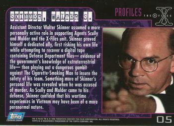 1996 Topps The X-Files Season Three #5 Skinner, Walter S. Back