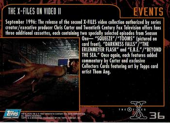 1996 Topps The X-Files Season Three #36 The X-Files on Video II Back