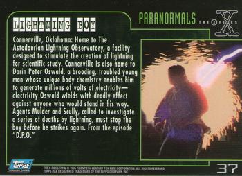 1996 Topps The X-Files Season Three #37 Lightning Boy Back