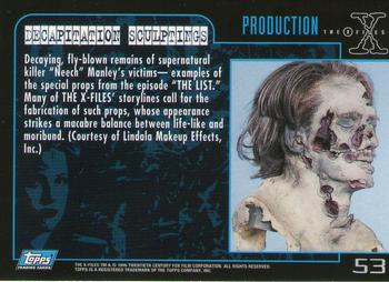 1996 Topps The X-Files Season Three #53 Decapitation Sculptings Back