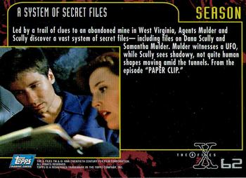 1996 Topps The X-Files Season Three #62 A System of Secret Files Back