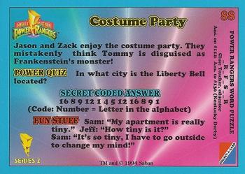 1994 Collect-A-Card Mighty Morphin Power Rangers Series 2 Retail #88 Costume Party Back