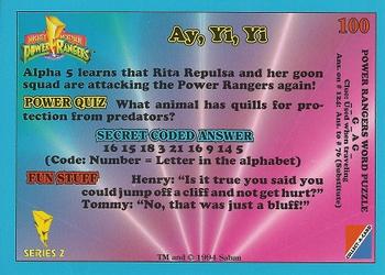 1994 Collect-A-Card Mighty Morphin Power Rangers Series 2 Retail #100 Ay, Yi, Yi Back