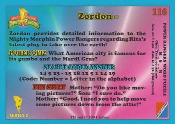 1994 Collect-A-Card Mighty Morphin Power Rangers Series 2 Retail #116 Zordon Back
