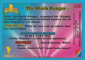 1994 Collect-A-Card Mighty Morphin Power Rangers Series 2 Retail #119 The Black Ranger Back