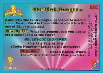1994 Collect-A-Card Mighty Morphin Power Rangers Series 2 Retail #120 The Pink Ranger Back