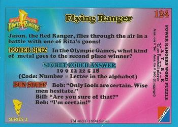 1994 Collect-A-Card Mighty Morphin Power Rangers Series 2 Retail #124 Flying Ranger Back