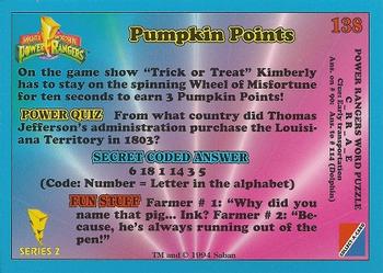 1994 Collect-A-Card Mighty Morphin Power Rangers Series 2 Retail #138 Pumpkin Points Back