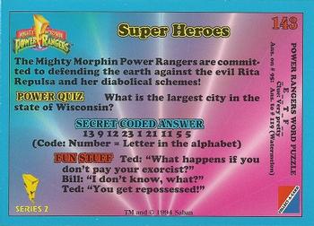 1994 Collect-A-Card Mighty Morphin Power Rangers Series 2 Retail #143 Super Heroes Back