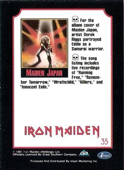 1991 Impel Mega Metal #35 Iron Maiden Back