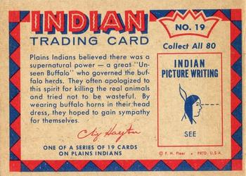 1959 Fleer Plains Indians (R730-2) #19 Buffalo Horn Headdress Back