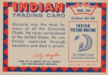 1959 Fleer Plains Indians (R730-2) #36 Osceola Back