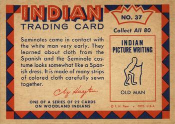 1959 Fleer Plains Indians (R730-2) #37 Seminole Man In Costume Back