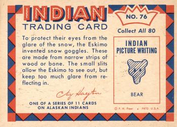 1959 Fleer Plains Indians (R730-2) #76 Eskimo With Snow Goggles Back