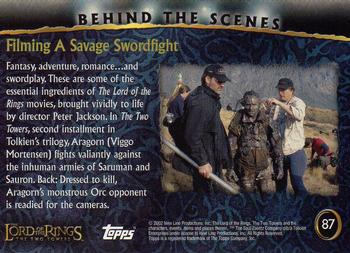 2002 Topps Lord of the Rings: The Two Towers #87 Filming A Savage Swordfight Back
