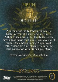 2001 Topps Lord of the Rings: The Fellowship of the Ring #7 Pippin Back